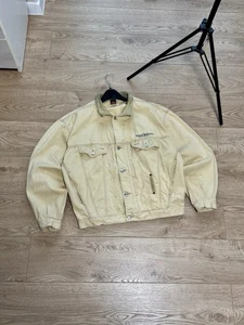 Vintage DIESEL 90s Distressed Jacket Denim Workwear Style Leather Cotton - Picture 1 of 21