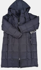 Cappotto lungo imbottito zip intera nero misto piumino con cappuccio Braetan nuovo con etichette tasche tg 14/16W - Foto 1 di 14