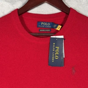 Polo Ralph Lauren Sweater Mens Small Red Washable Cashmere Crewneck Pullover NWT - Picture 1 of 11