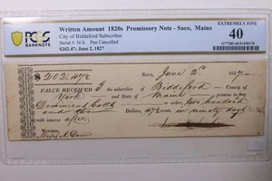 1827 $200, banconota promessa, Saco Maine, banconota obsoleta., negozio #GME004. - Foto 1 di 2