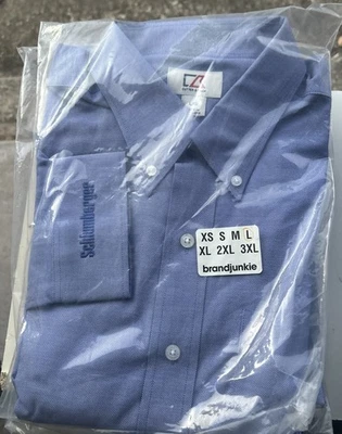 Cutter & Buck  Blue Nailshead Mens Long Sleeve Dress Shirt Schlumberger Logo L/G - Image 1 of 4