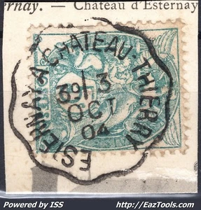 FRANCE N° 111 CACHET CONVOYEUR LIGNE ESTERNAY A CHATEAU THIERRY DU 03/10/1904 - Picture 1 of 1