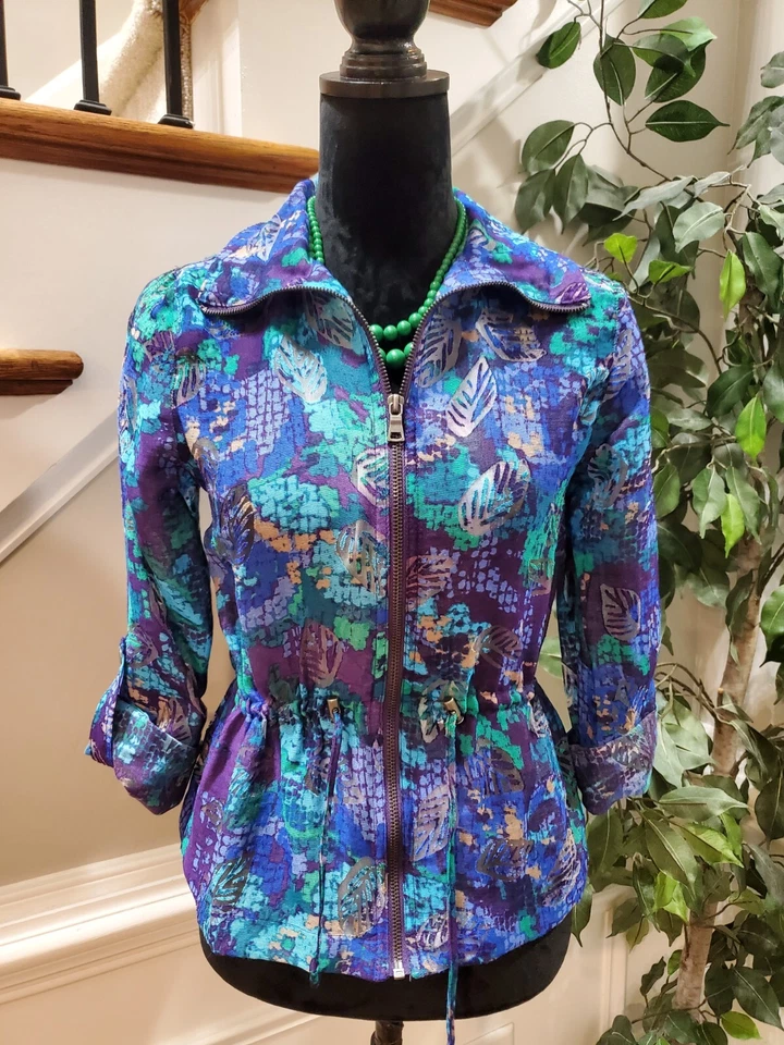 Ruby Rd. Women's Purple Rayon Long Sleeve Full Zip Front Casual Jacket Size 6P - Image 1 of 4