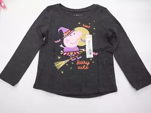 CAMISETA DE NIÑAS TALLA 2T PEPPA PIG HALLOWEEN BRUJA ATERRADORA CARBÓN LINDA L/S NUEVA #21706 - Imagen 1 de 2