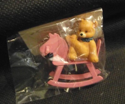 DOLL'S HOUSE VINTAGE MINIATURE  BEAR ON A ROCKING HORSE TUDOR MODELS ENGLAND - Image 1 of 4