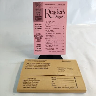 Reader's Digest Magazine Large Type Edition Volume 40 Number 235 January 1991 - Image 1 of 4
