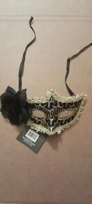 Venetian Sparkle black  Costume Face Eye Mask Halloween Bling Glitter free ship - Image 1 of 4