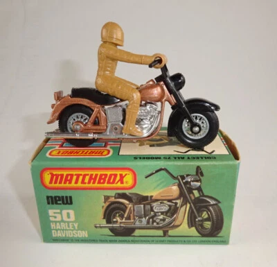 Matchbox Superfast Nr. 50C Harley Davidson braunmetallic mit Fahrer top in Box - Bild 1 von 4