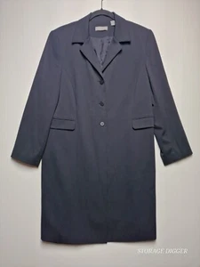 Kate Hill Overcoat Womens 14 Black Lined Long Sleeve Single-Breasted Notch Lapel - Picture 1 of 16