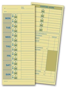 222 Weekly Time Card Manila Tag Stock 3 1/2 x 8 1/2" QTY 250 - Picture 1 of 1