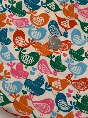 Hoffman Int’l Fabrics Woodlands Birds 24” X 42” Blue Pink Green Orange Quilting - Image 1 of 2