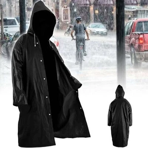 Poncho nero pioggia impermeabile e leggero impermeabile poncho lungo donna uomo - Foto 1 di 8