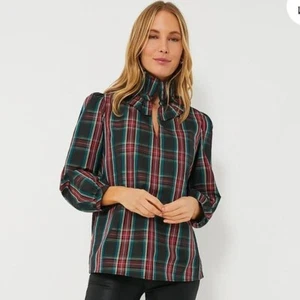 Camicetta Bouvier Tuckernuck verde rosso tartan a quadri con volant e colletto $168 taglia 3XL - Foto 1 di 7