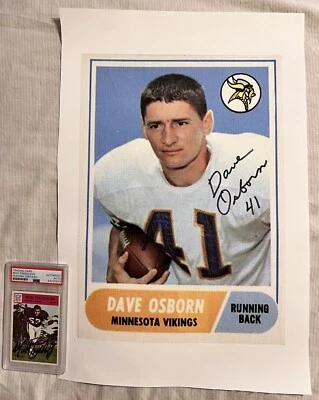 Dave Osborn Signed Enlarged Canvas Rookie 1968 Topps Minnesota Vikings - Image 1 of 2