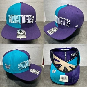 Charlotte Hornets Hat 47' Brand Captain Snapback "Halftime" 2 Color Logo Cap H1 - Picture 1 of 9
