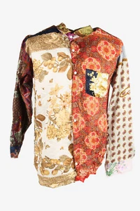 Vintage Remake Silk Shirts Floral Print Long Sleeve 90s Multi Size M - SH4262 - Picture 1 of 4