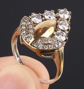TURKISH SIMULATED TOPAZ .925 SILVER & BRONZE RING SIZE 9 #51062