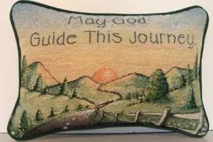 Religiös mit Worten "Möge Gott diese Reise führen", kleines Gobelin Kissen Neu - Bild 1 von 5