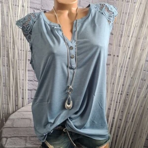 Shirt Bluse Vivance Kurzarmshirt blau 40/42 weicher Stoff (0 505) - Bild 1 von 11