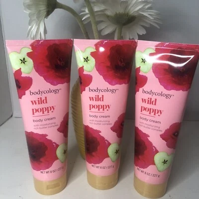 3 X Bodycology Wild Poppy Body Cream Moisturizing Rich Butter Complex Summer - Image 1 of 4