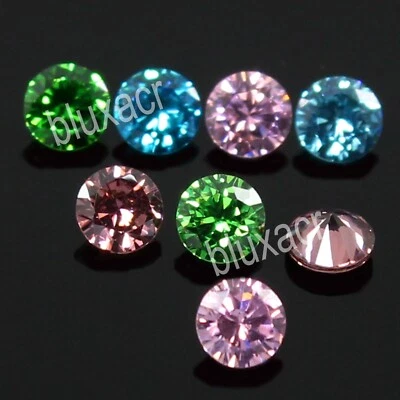 Awesome! Fancy Color VS1 8 Pcs Lot 3.00 mm Round Brilliant Multi Color Diamond - Image 1 of 4