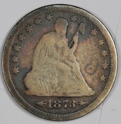 1873 Liberty Seated Quarter.   VG.  181036 Cover