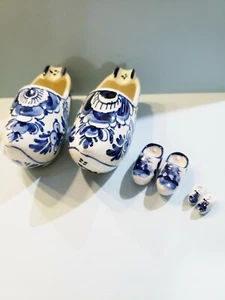 Delft Blue Shoe Ashtray Holland Dutch Clog Shoe Porcelain & 4 Mini Shoe Necklace - Picture 1 of 10
