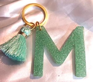 LETTER M INITIAL ACRYLIC TASSEL KEYCHAIN - Picture 1 of 1