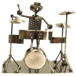 NUTS & BOLTS DRUMMER Player Recycled METAL FIGURINE SCULPTURE ART - Picture 1 of 3