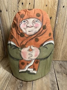 Vintage Russian Lady Babushka Cloth Tea Cozy Cover 15” Folk Art OOAK Rare Padded - Picture 1 of 6