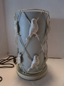 Vintage TV Table Lamp Cylindrical Metal Lattice with birds Retro style 13"T - Picture 1 of 14