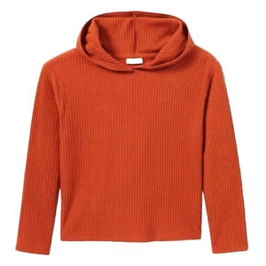 Cat & Jack Girl’s Rib Pullover Hoodie Sweatshirt Soft Cozy Orange L (10-12) Plus - Picture 1 of 7