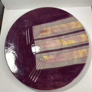 Handarbeit signiert nummeriert Servier Konsole Teller Schale Keramik Modern Retro Lila - Bild 1 von 9