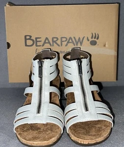 Bearpaw Layla II Women's Sandals White Metallic - 6 Wide 360 Zip closure NIB - Picture 1 of 15