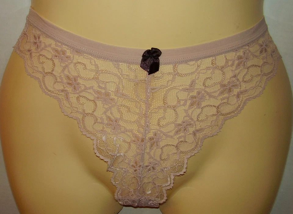 HOT KISS - NUEVO - TALLA: MEDIANO - BEIGE / BEIGE NUDE ENCAJE TRANSPARENTE BRAGUITA Foto 1 de 2