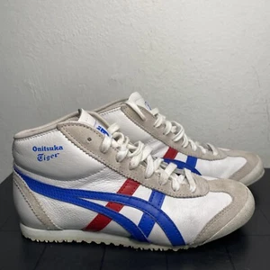 Onitsuka Tiger Tokyo High Top US Mens 4 Women 5 White w/ Blue/Red Stripes HL328 - Picture 1 of 6