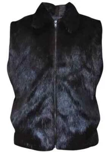 Men's Dark Brown Real Nutria Fur Long Hair  Vest All Sizes - Picture 1 of 3