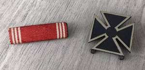 World War II U.S. Army Maltese Cross Sterling Sliver Pin & Cloth Pin Bar 30s 40s - Picture 1 of 8