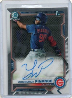 2021 Bowman Chrome YOHENDRICK PINANGO 1st Base Chrome Prospect Auto CPA-YP CUBS - Image 1 of 2