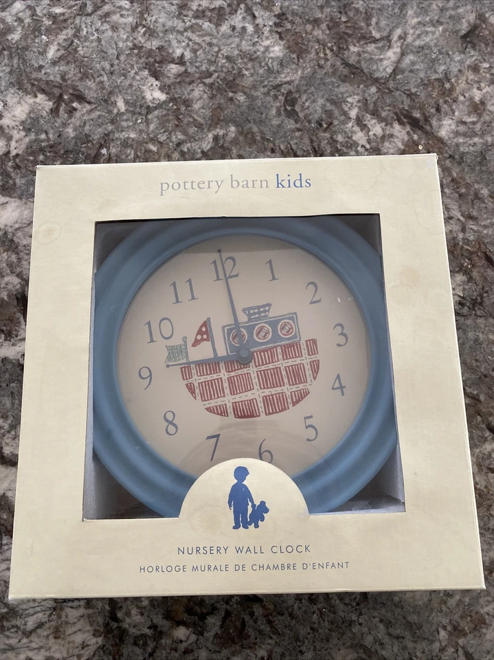 BRAND NEW Pottery Barn Kids Wall Sail Boat Nursery Clock Theme - Image 1 of 3