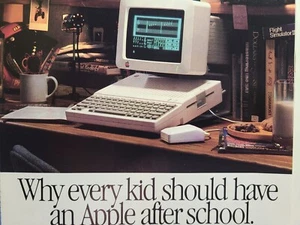 Anuncio impreso vintage 1985 Apple IIc computadora personal software educativo escuela - Imagen 1 de 3