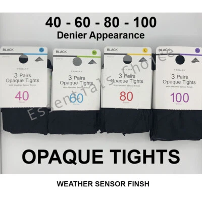 PRIMARK LADIES GIRLS SOFT TOUCH OPAQUE TIGHTS 40 60 80 100 DENIER 3 PAIRS - Image 1 of 3