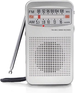 AM FM Portable Pocket Radio, Compact Transistor Radios 2 AA Battery Operated - Picture 1 of 12