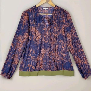 CABI Top Damen Medium Bordüre Wickel Python Print orange blau vorne zum Binden leicht - Bild 1 von 11