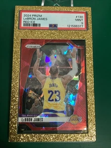 2024-25 Panini Prizm - LeBron James #130 Red Ice PSA 9 LAKERS GOLD COLOR MATCH - Bild 1 von 9