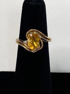 YELLOW GOLD 14K OVAL CUT CITRINE RING 4G SIZE 5 CITRINE 8X6MM (TDW025611) - Picture 1 of 6