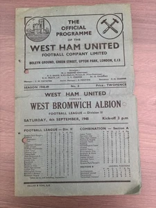 West Ham United v West Bromwich programme 1948/49 - Picture 1 of 3