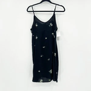 NWT Abound Womens Black Floral Sleeveless Scoop Neck Slip Midi Dress Size XL - Picture 1 of 4