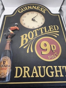 Letrero de pared colgante de cerveza reloj 3D madera calado pinta 9D embotellado Guinness - 13x18 - Imagen 1 de 5