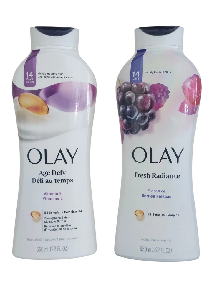 2 Olay Body Wash Women Age Defying  Vitamin E, 24hr Moisturizing+Berries Frescas - Image 1 of 1